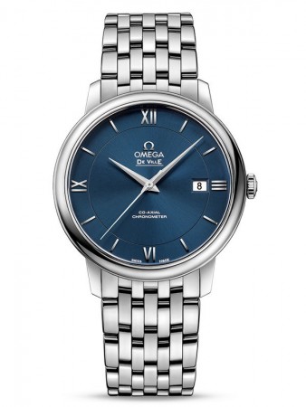 AAA Replica Omega De Ville Prestige Co-Axial 39.5 mm Steel Blue Dial Watch 424.10.40.20.03.001