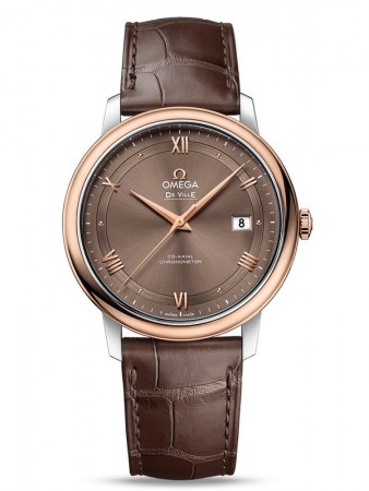 AAA Replica Omega De Ville Prestige Co-Axial 39.5 mm Steel And Red Gold Brown Dial Watch 424.23.40.20.13.001