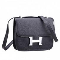 Hermes Constance Black with Silver Buckle