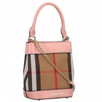 Burberry Small Bucket Bag In House Check And Pink Leather 18926910