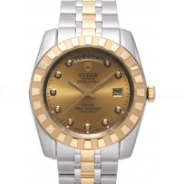 AAA Replica Tudor Classic Date Day 41mm Champagne Dial Steel Yellow Gold Strap Watch 23013-1