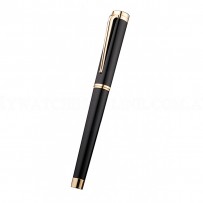 Bvlgari Gold Rimmed Black Ballpoint Pen With Bvlgari Engraved Cap