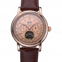 Patek Philippe Geneve Grand Complications Rose Dial Tourbillon Brown Leather Band  622158