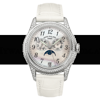 AAA Replica Patek Philippe Annual Calendar White Gold Diamond White Mother of Pearl Watch 4937G-001