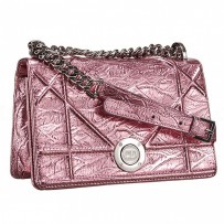 Dior Diorama Crinkled Metallic Lambskin Small Flap Bag Pink 18926724