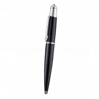 Cartier Silver Rimmed Black Ballpoint Pen  622758