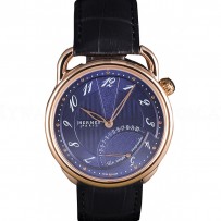 Hermes Classic Croco Leather Strap Navy Dial 801404