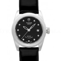 AAA Replica Tudor Glamour Date Black Dial Calfskin Strap Ladies Watch 51000-6