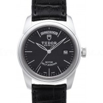 AAA Replica Tudor Glamour Date Day Black Dial Folding Clasp Mens Watch 56000-3
