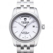 AAA Replica Tudor Glamour Date Day White Dial Steel Strap Mens Watch 56000-4