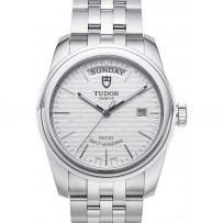 AAA Replica Tudor Glamour Date Day Silver Dial Steel Strap Mens Watch 56000-6
