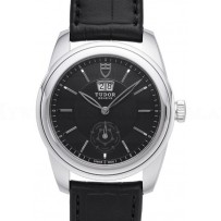 AAA Replica Tudor Glamour Double Date Black Dial Folding Clasp Mens Watch 57000-1