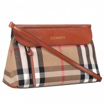 Burberry House Check And Brown Leather Clutch Bag 18926892