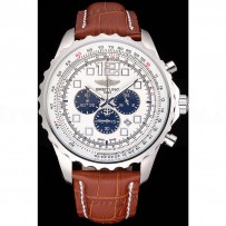 Breitling Navitimer Brown Leather Strap White Dial