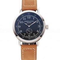 Hamilton Navy Pioneer Small Second Black Dial Stainless Steel Case Light Brown Leather Strap