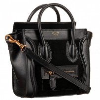 Celine Nano Luggage Black Leather and Suede