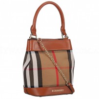 Burberry Small Bucket Bag In House Check And Black Leather 18926909