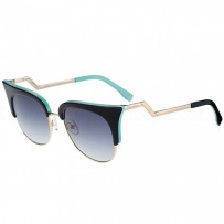 Fendi Edged Black And Turquoise Frame Zig Zag Temples Sunglasses 308404