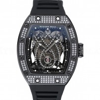 Richard Mille Tourbillion Spider RM 19-01 Black Diamond Case Black Rubber Bracelet  1454259