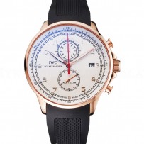 IWC Portugieser Yacht Club White Dial Rose Gold Case Black Rubber Strap