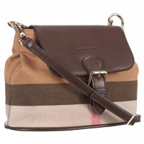 Burberry Canvas Check And Brown Leather Crossbody Bag 18926906