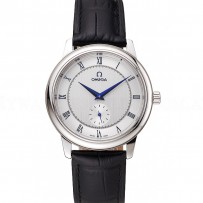 Omega De Ville Prestige Small Seconds Silver Dial Stainless Steel Case Black Leather Strap