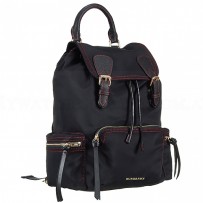 Burberry Large Backpack Black Nylon Red Leather Trim 18927041