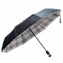 Burberry Camel Check-Lined Folding Umbrella