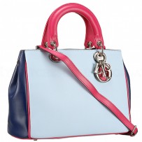 Diorissimo Medium Light Blue, Dark Blue and Rose Pink City Bag