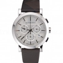 Burberry The City Classic Chronograph Silver Dial Smoked Trench Bracelet  622572