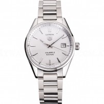 Swiss Tag Heuer Carrera Calibre 5 Silver Dial Stainless Steel Case And Bracelet