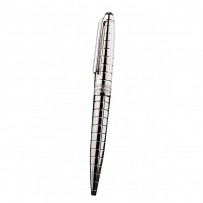 MontBlanc Silver Vertical Grooved Cutwork Slim Ballpoint Pen With MB Engraving