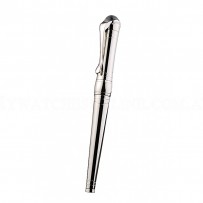 MontBlanc Silver Ballpoint Pen With MB Engraved Curved Silver Cap
