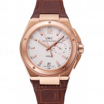 Swiss IWC Big Ingenieur 7-Day Power Reserve White Dial Rose Gold Case Brown Leather Bracelet 1453922