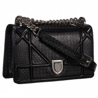 Dior Metallic Perforated Diorama Small Flap Bag Black 18926710