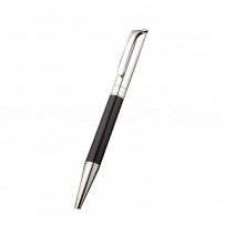 Bvlgari Slim Silver Tipped Black Ballpoint Pen With Bvlgari Engaved Silver Back