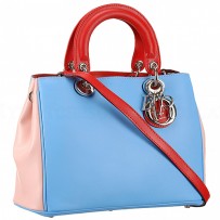 Diorissimo Medium Light Blue, Light Pink and Red City Bag