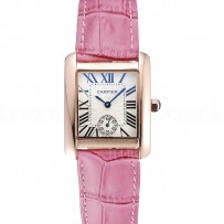 Cartier Tank MC Gold Case White Dial Pink Leather Strap  622176