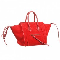 Celine Phantom Luggage Suede Leather Red