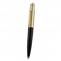 Cartier Gold Rimmed Gold Wave Pattern Upper Body Black Ballpoint Pen  622770