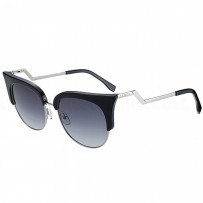 Fendi Edged Black And Silver Frame Zig Zag Temples Sunglasses 308403