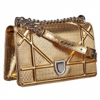 Dior Metallic Perforated Diorama Small Flap Bag Gold 18926713