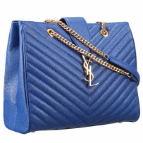 Saint Laurent Classic Monogram Shopping Bag Royal Blue 607879