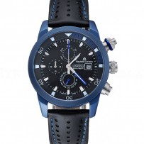 Maurice Lacroix Pontos S Supercharged Black And Blue Dial Black Leather Bracelet 1454224