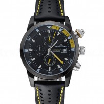 Maurice Lacroix Pontos S Supercharged Black And Yellow Dial Black Leather Bracelet 1454223