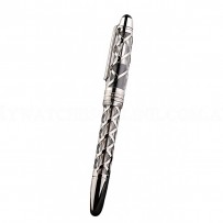 MontBlanc Transparent Silver Cutwork Pattern Ballpoint Pen With MB Engraved Fancy Cap 98055