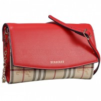 Burberry House Check And Red Leather Wallet On Chain 18927032