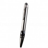 MontBlanc Pointed Tip Thick Rounded MB Engraved Silver Ballpoint Pen With Black Trimming