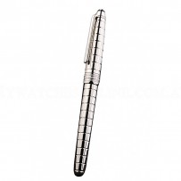 MontBlanc Silver Vertical Grooved Cutwork Slim Ballpoint Pen With MB Engraved Cap