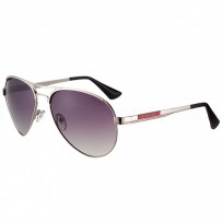 Prada Aviator Linea Rossa Logo Silver Frame Sunglasses 308226
